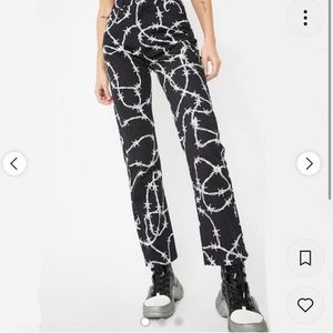 Jaded London barbed wire black and white high waisted jeans
